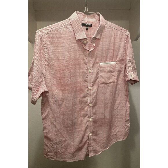Murano Performance Mens Large Red Plaid Short Sleeve Collared Shirt - Picture 2 of 14